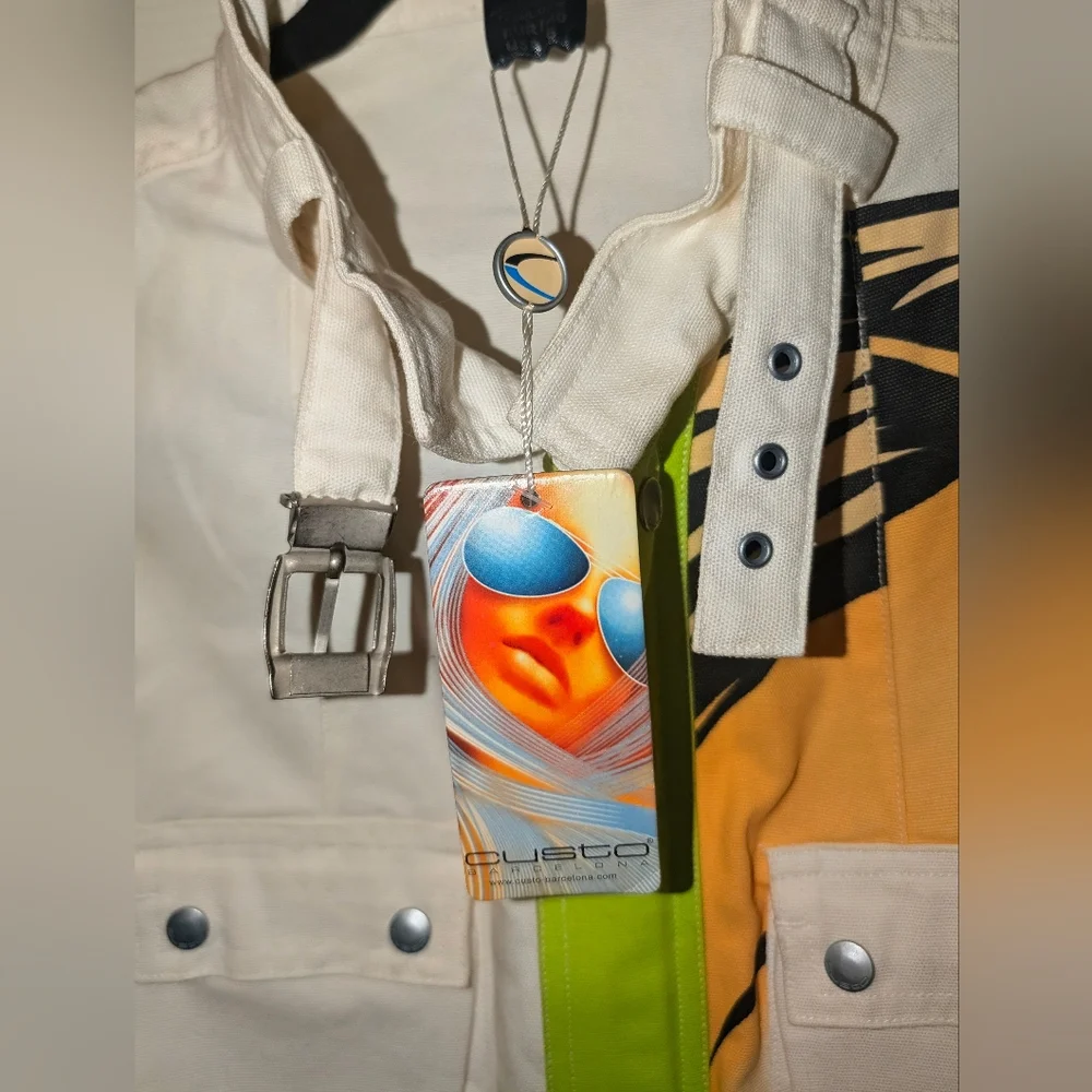 Custo Barcelona Women's Vintage Y2K Multicolor Graphic Denim Jacket - Picture 2 of 6